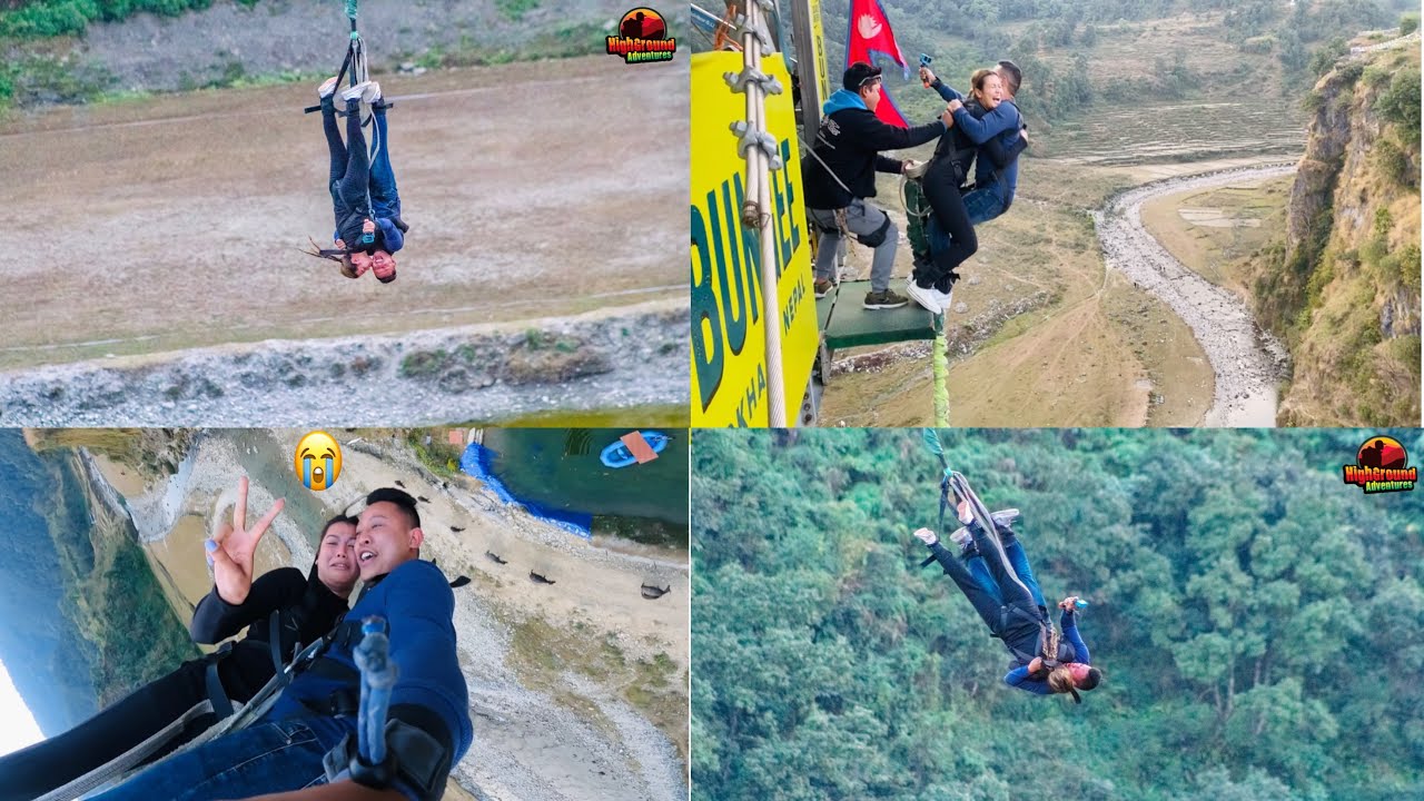 We jump together|@RonishaThapa ko Reaction😜🔥|Couple Bungee at pokhara highground nepal