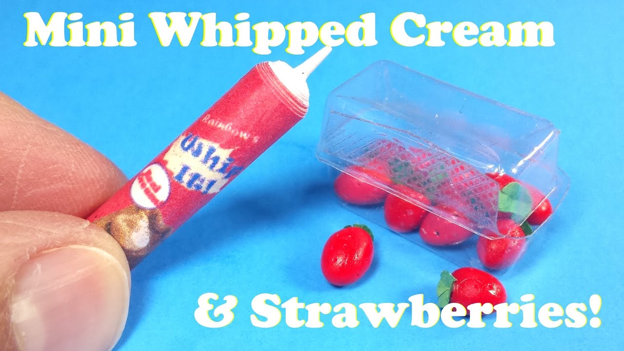 DIY Miniature Pack of Strawberries & Whipped Cream