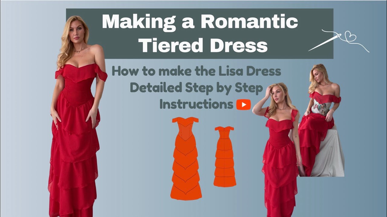 How to sew a romantic cottage core tiered dress. The Lisa pattern is available at the link in my bio