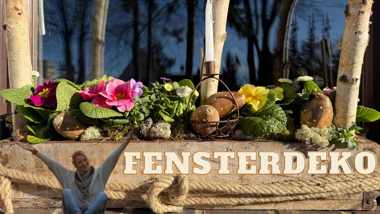 Primeln & Co. 🩷💚 DIY Fensterdeko - Idee für den outdoor Bereich