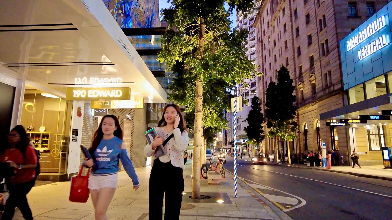 Brisbane City Evening Walking Tour in 4K HDR