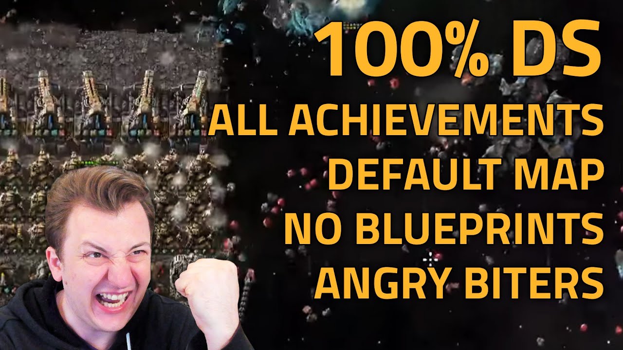 World Record: 100% Default Settings (All Achievements on Random Map in 22:18:49), Factorio Space Age