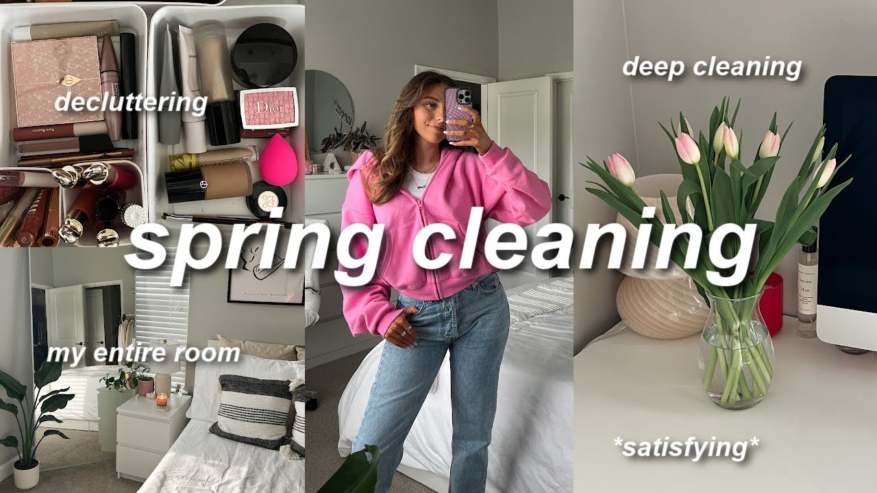 DEEP CLEANING + DECLUTTERING my entire room for spring 2023 !! (this will motivate you) *satisfying*