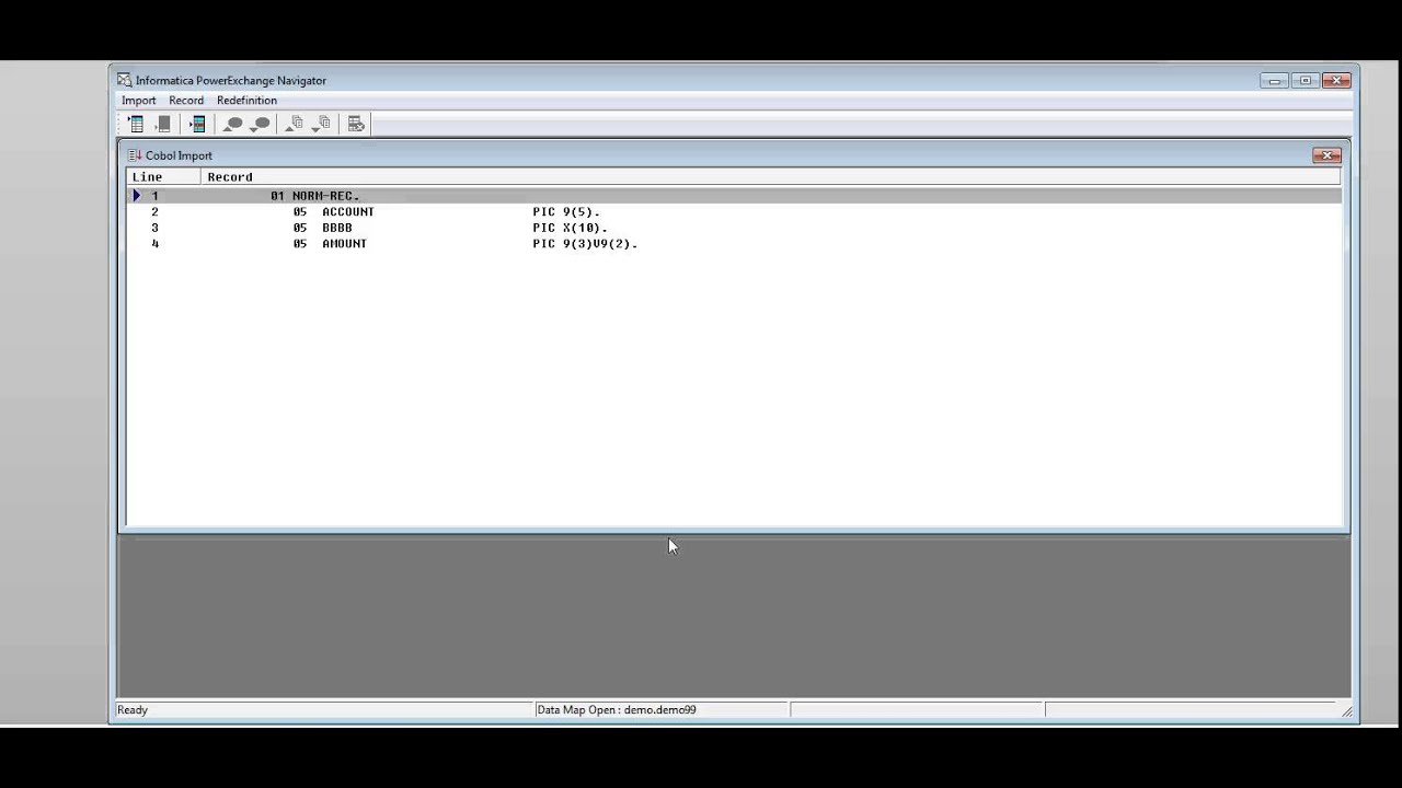 Creating a data map and running row test in PowerExchange Navigator