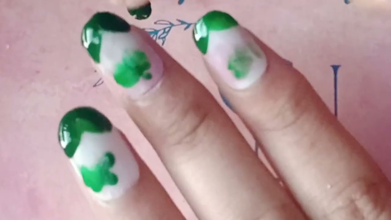 Diy nail extensions for women with green colour design in home 🏠🏡
