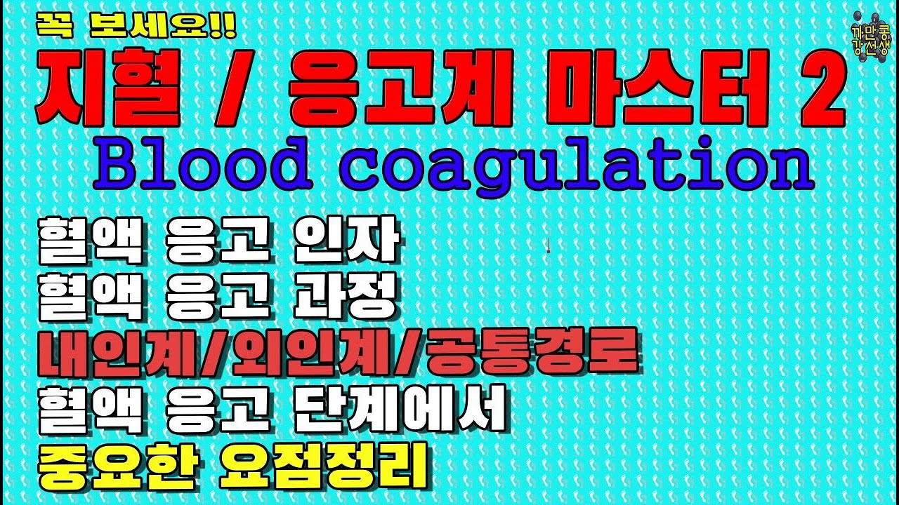 혈액응고 과정 필수 / 내인계 / 외인계 / 공통인자 / 임상병리 국가고시
