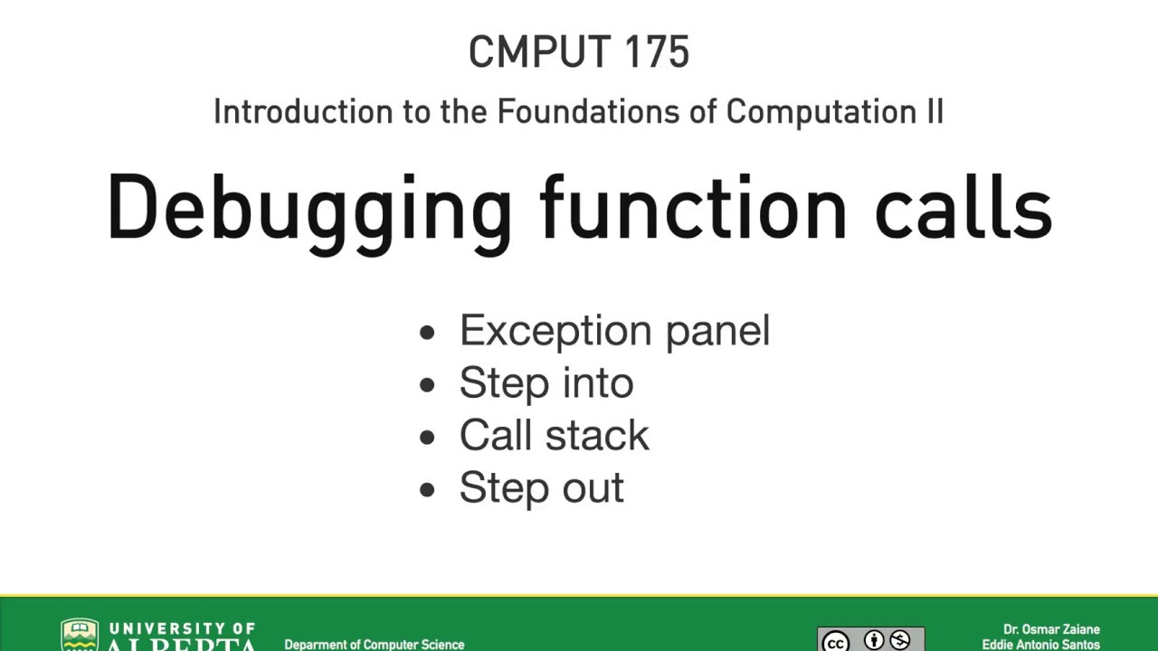 Debugging function calls—CMPUT 175
