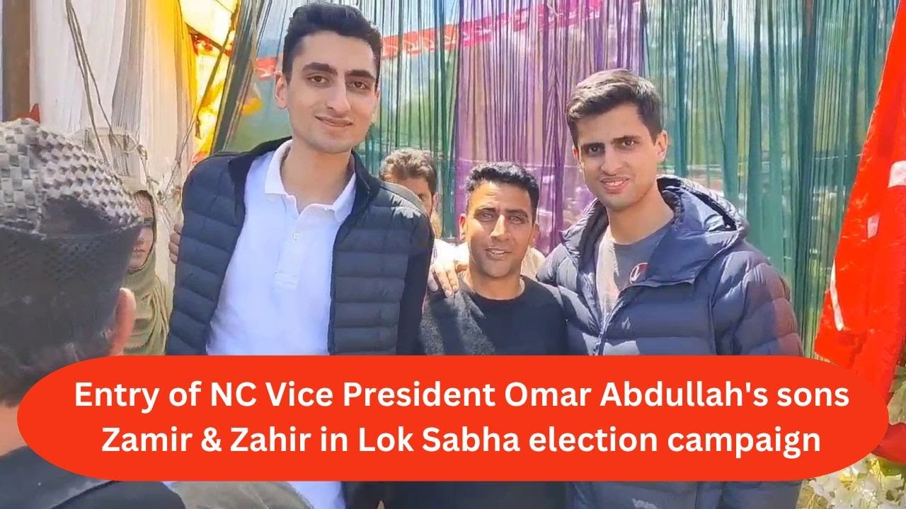 NC Vice President Omar Abdullah's sons Zamir & Zahir shared the political dias at Kund Qazigund