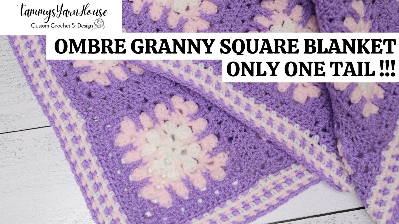 EASY CROCHET GRANNY SQUARE BLANKET TUTORIAL !!ONLY ONE TAIL AT THE END!!
