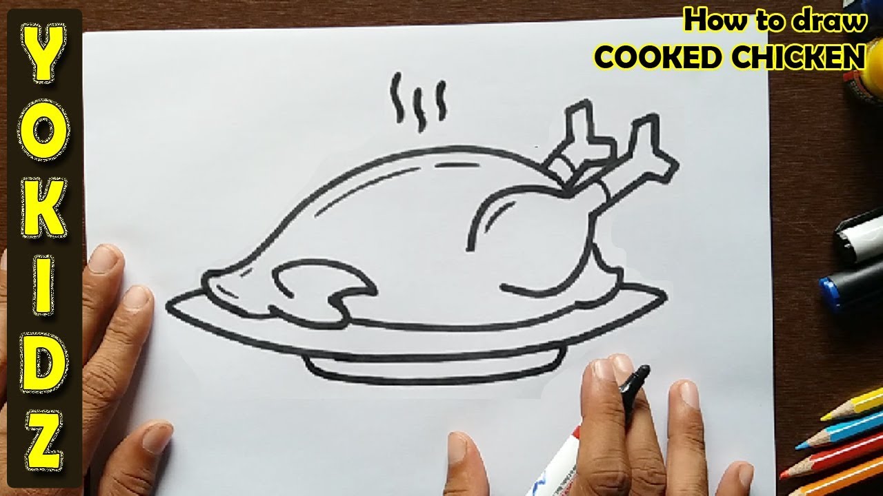 How to draw COOKED CHICKEN