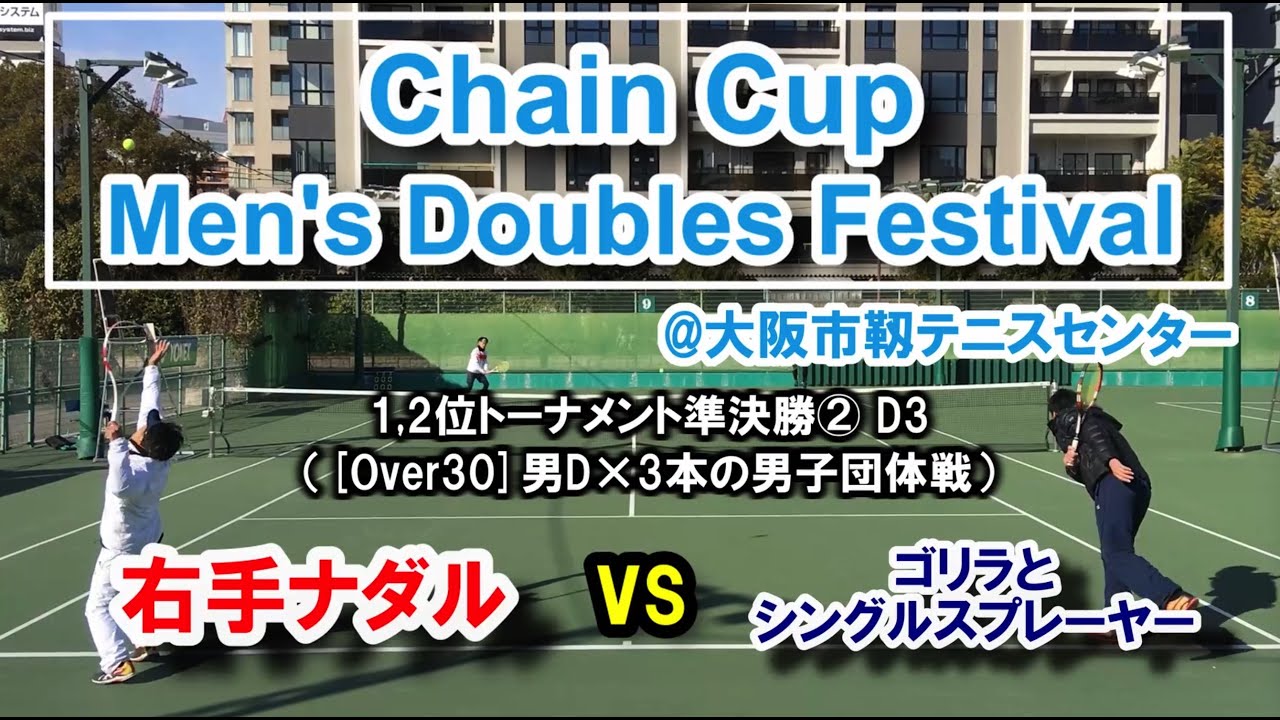 【ChainCup男祭団体④@靱TC】右手ナダル vs ゴリラとシングルスプレーヤー[準決勝②ダブルス3]