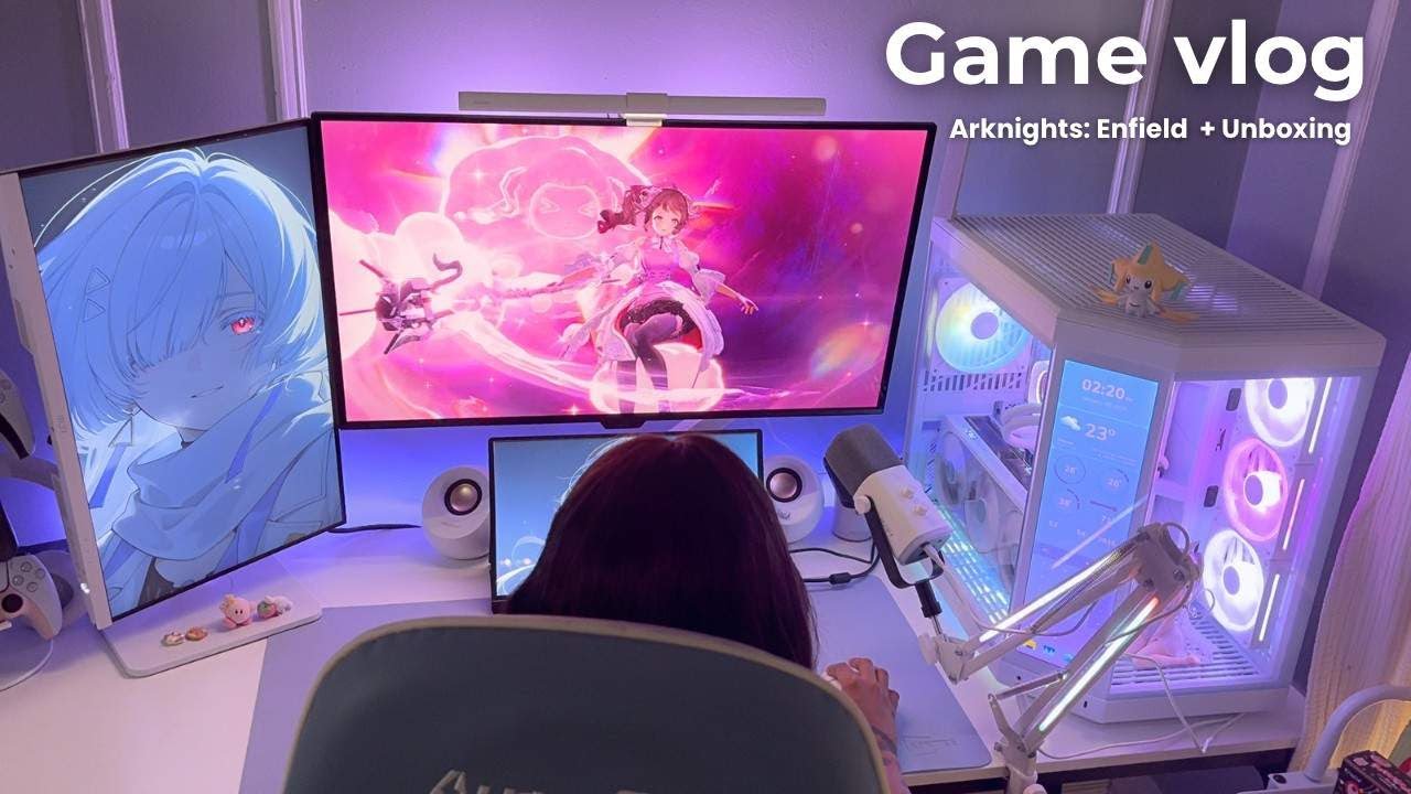 Game Vlog | Desk Update 🖥️🎀✨ + Arknights: Enfield First Impressions 🎮💭💗
