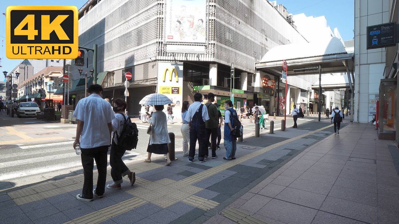 [4K] Street Corner Japan - Tenjin Station [FUKUOKA] | Outdoor Ambience Japan - Coffee Break Japan
