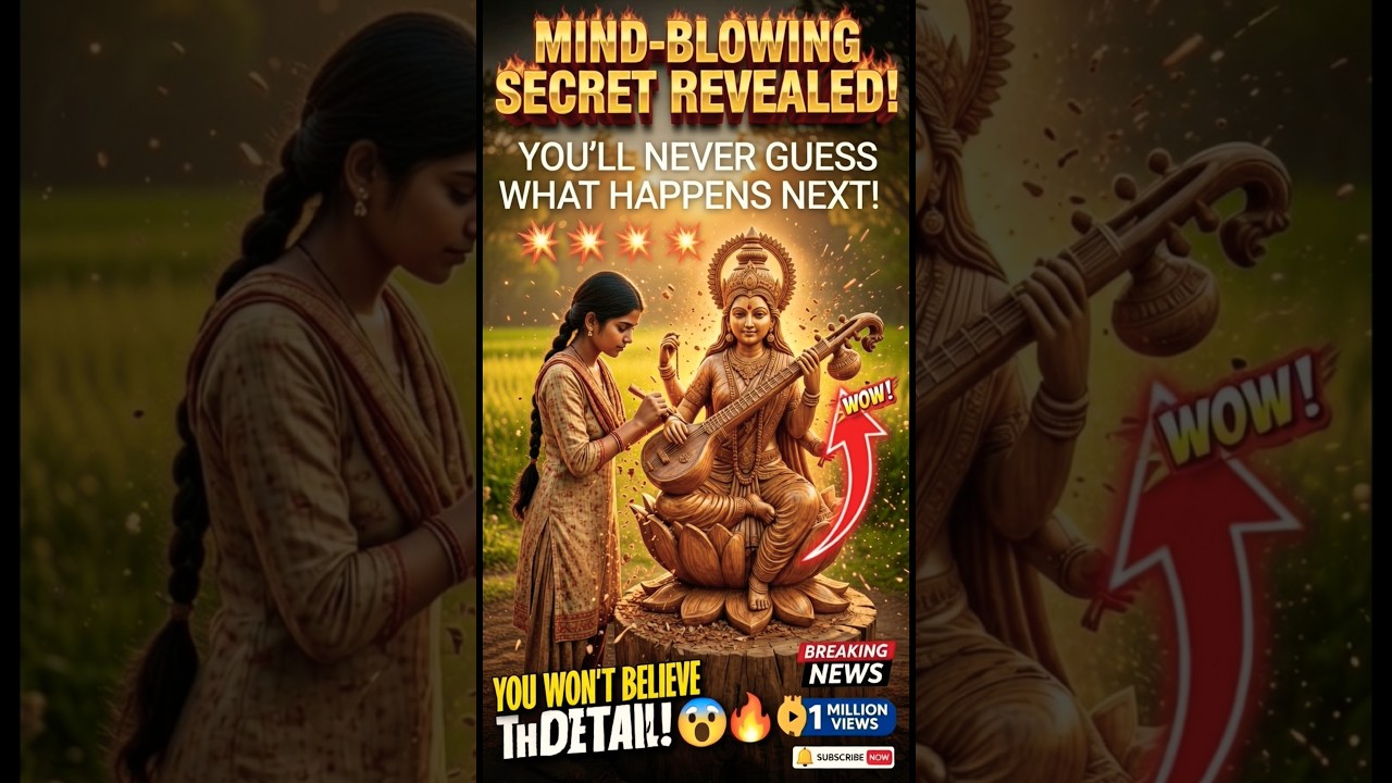 माँ सरस्वती 🤯Maa Saraswati unbelievable wood art cartoon#saraswati #maasaraswati #woodcarving#shorts