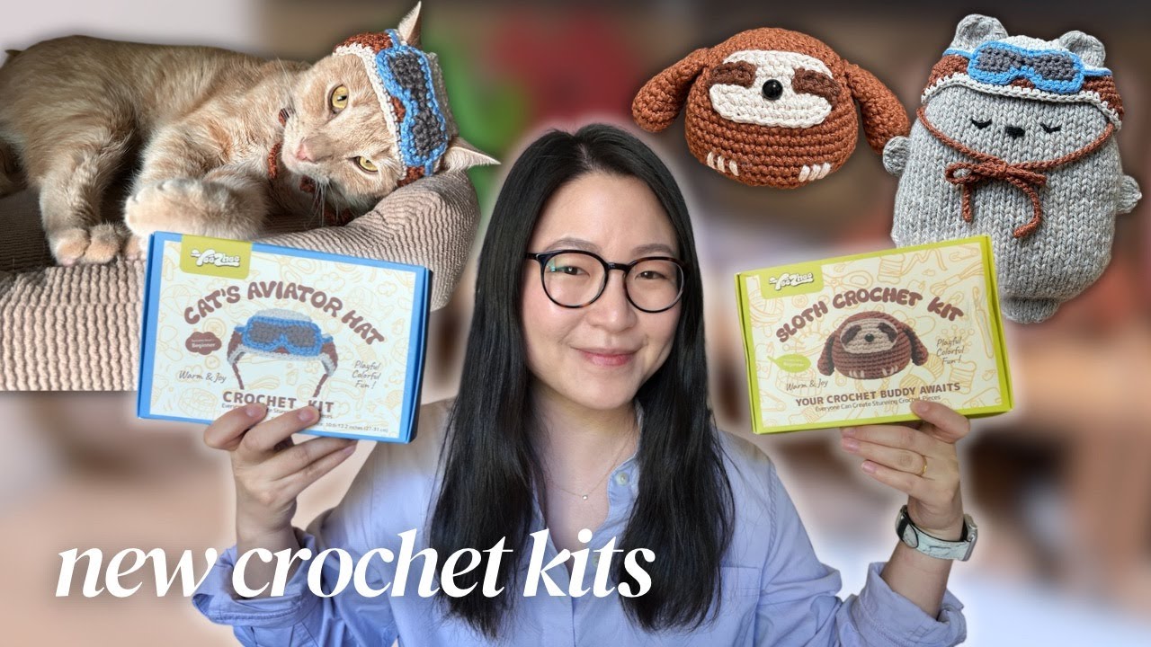 Crocheting the cutest hat for my cats 👒 Trying new crochet kits