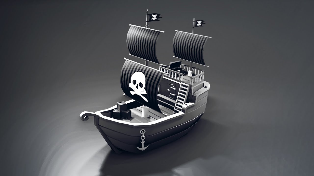 Timelapse | Low Poly PIRATE SHIP Blender 2.90 [Part 10] 3D Modeling Process | Blender Low Poly