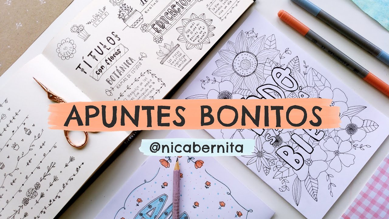 APUNTES BONITOS CON UN SOLO COLOR 🌼 TÍTULOS LARGOS, MÁRGENES Y PORTADAS PARA CUADERNOS con flores