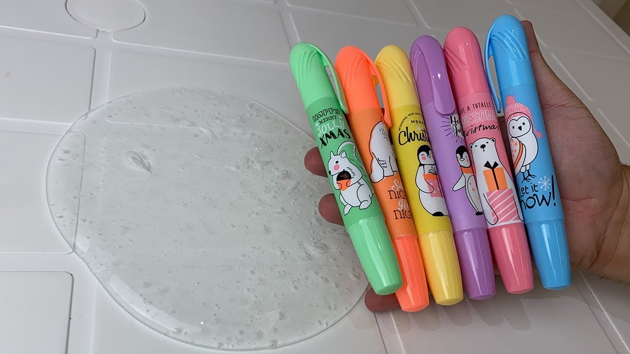 COLORINDO SLIME TRANSPARENTE COM CANETÃO COLORIDO DA CHINA!