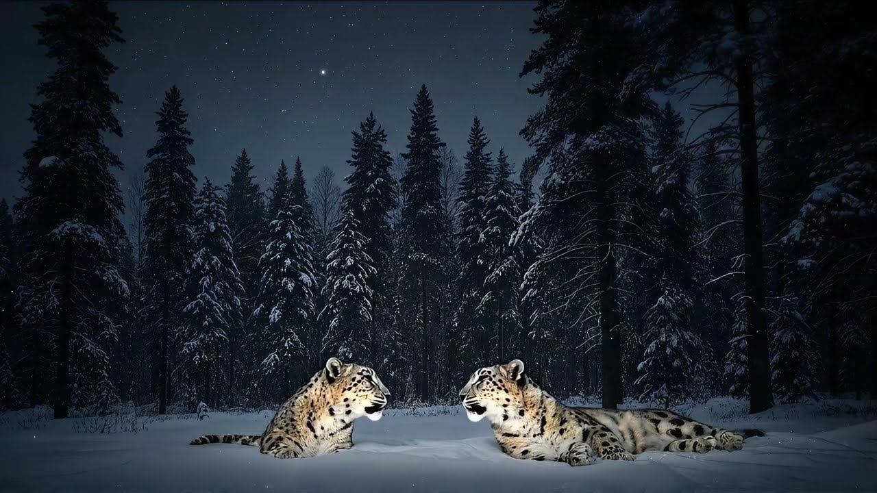 4K Snowy Boreal Forest Ambience | Deep Relax Lo-Fi Music for Sleep, Study & Night Calm