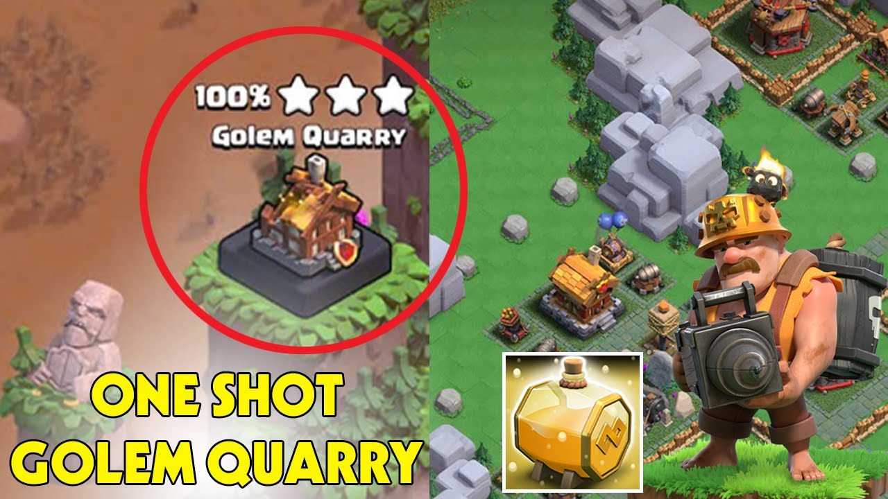 CLASH OF CLANS | Destroy Golem Quarry with 1 ATTACK | Clan Capital