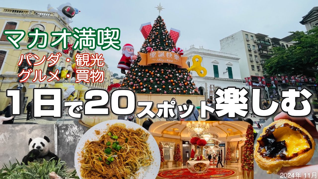 【マカオ🇲🇴行列店でグルメや名物土産のお買物】1日で回れる20スポットを紹介🐼無料でパンダにも会える🥘スペイン料理もオススメ