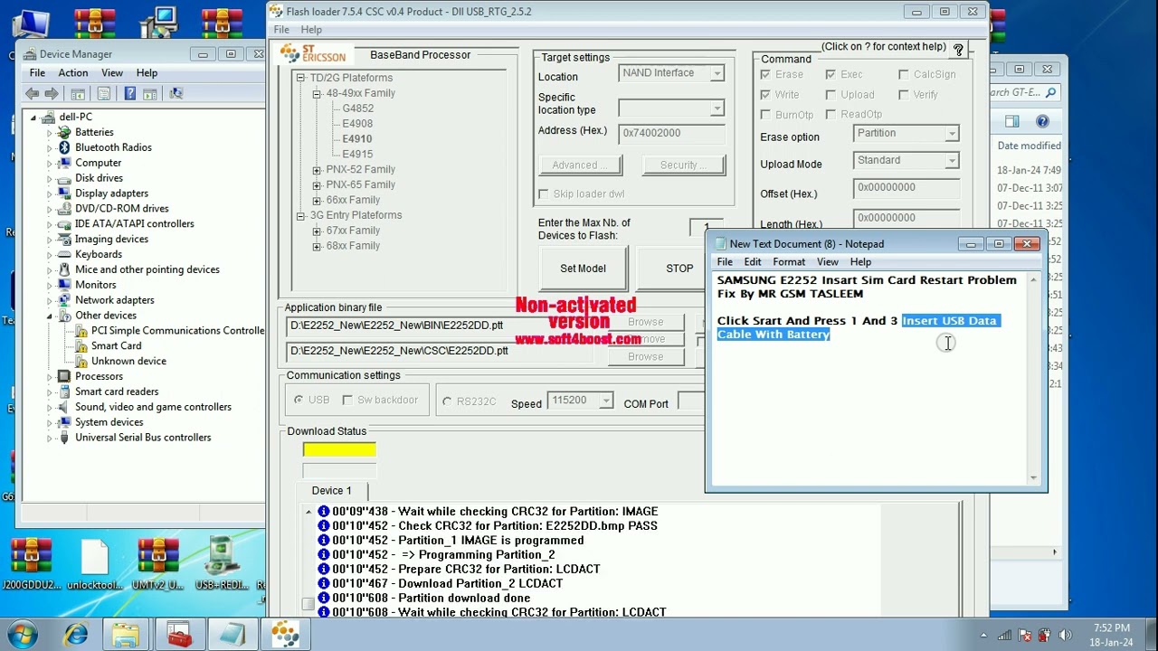 SAMSUNG E2252 Flashing Restart Problem Fix 2024 Samsung GT E2252 Flash Done Without Any Box Dongle