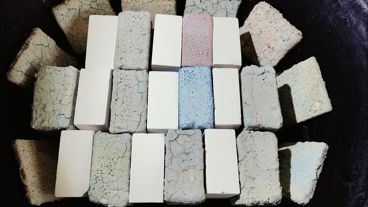 Bread chalk and pure white building blocks ASMR