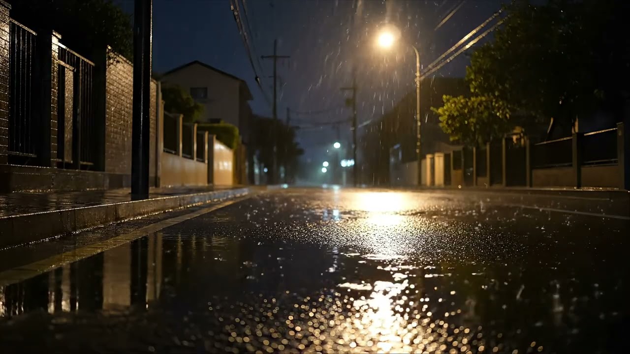 The sound of rain in the street