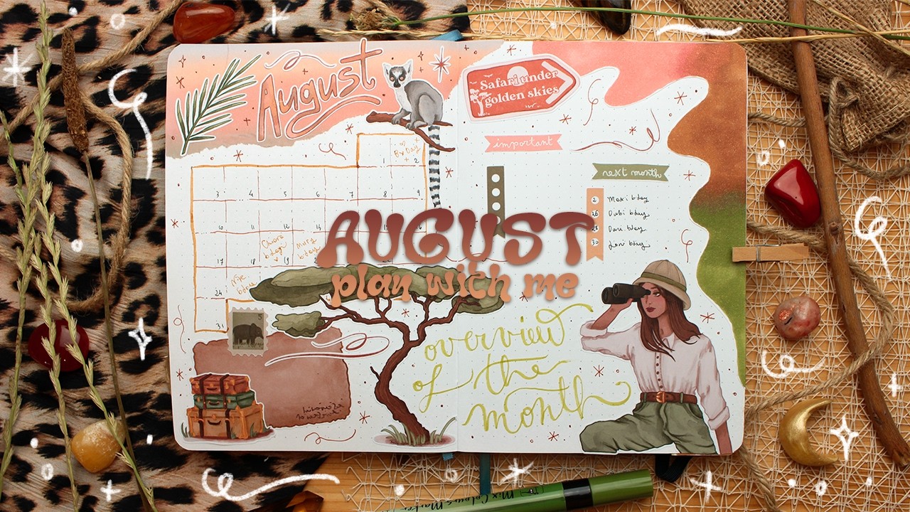 🦁 plan with me | august 2026 bullet journal setup - with my stickers