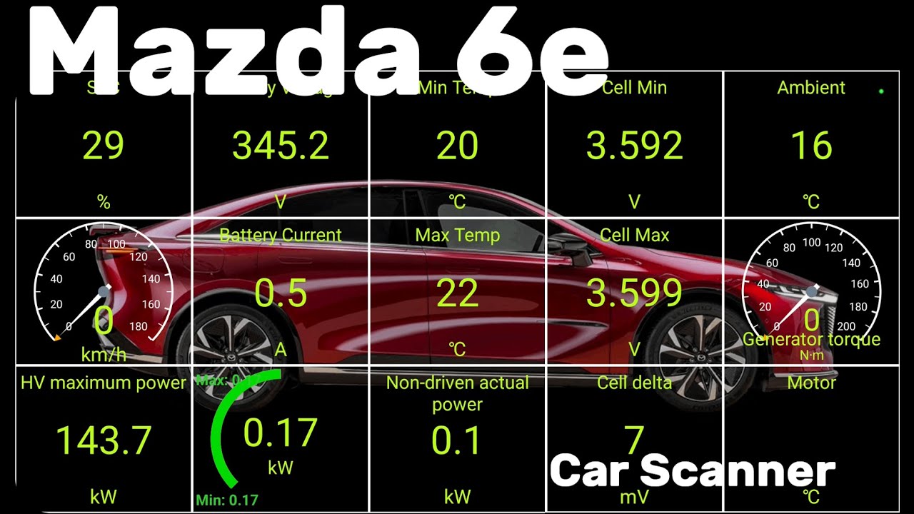 Mazda 6e electric 🔋 Battery temperature, cell voltage ⚡ Correction: 80 kWh NCM battery | Car Scanner