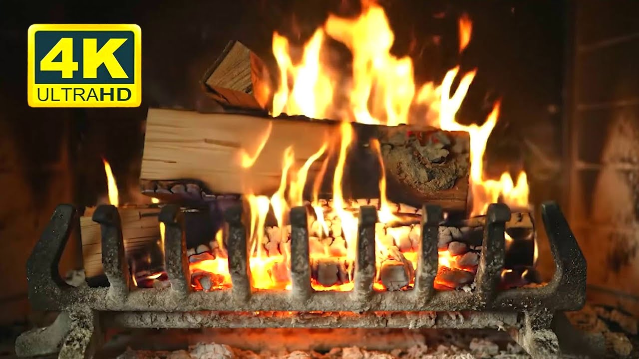 Cozy Fireplace 4K (12 HOURS). Fireplace with Crackling Fire Sounds. Fireplace Ambience