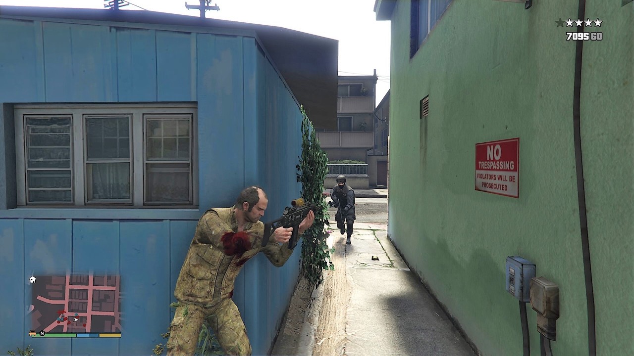GTA 5 - Trevor's Five Star Cop Battle At Coconut Cafe