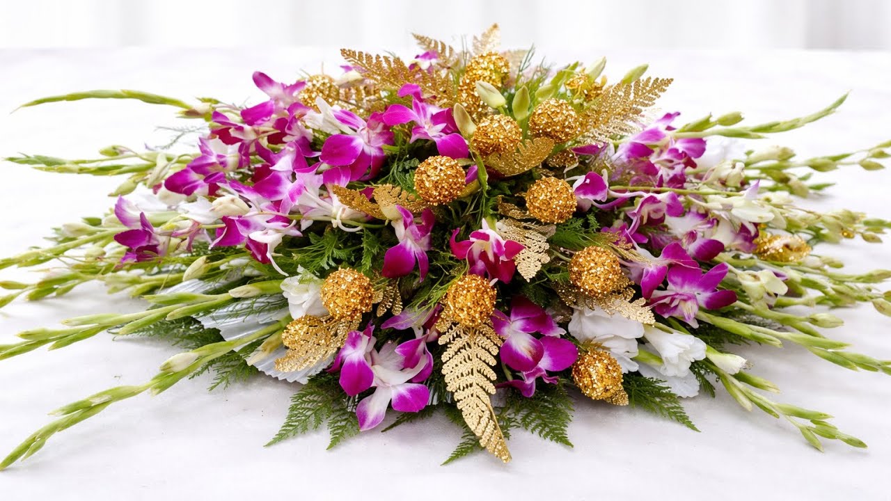 How to Make Flower Arrangement with Fresh Orchid & Dry Balls | Planet Flowers Style Hii