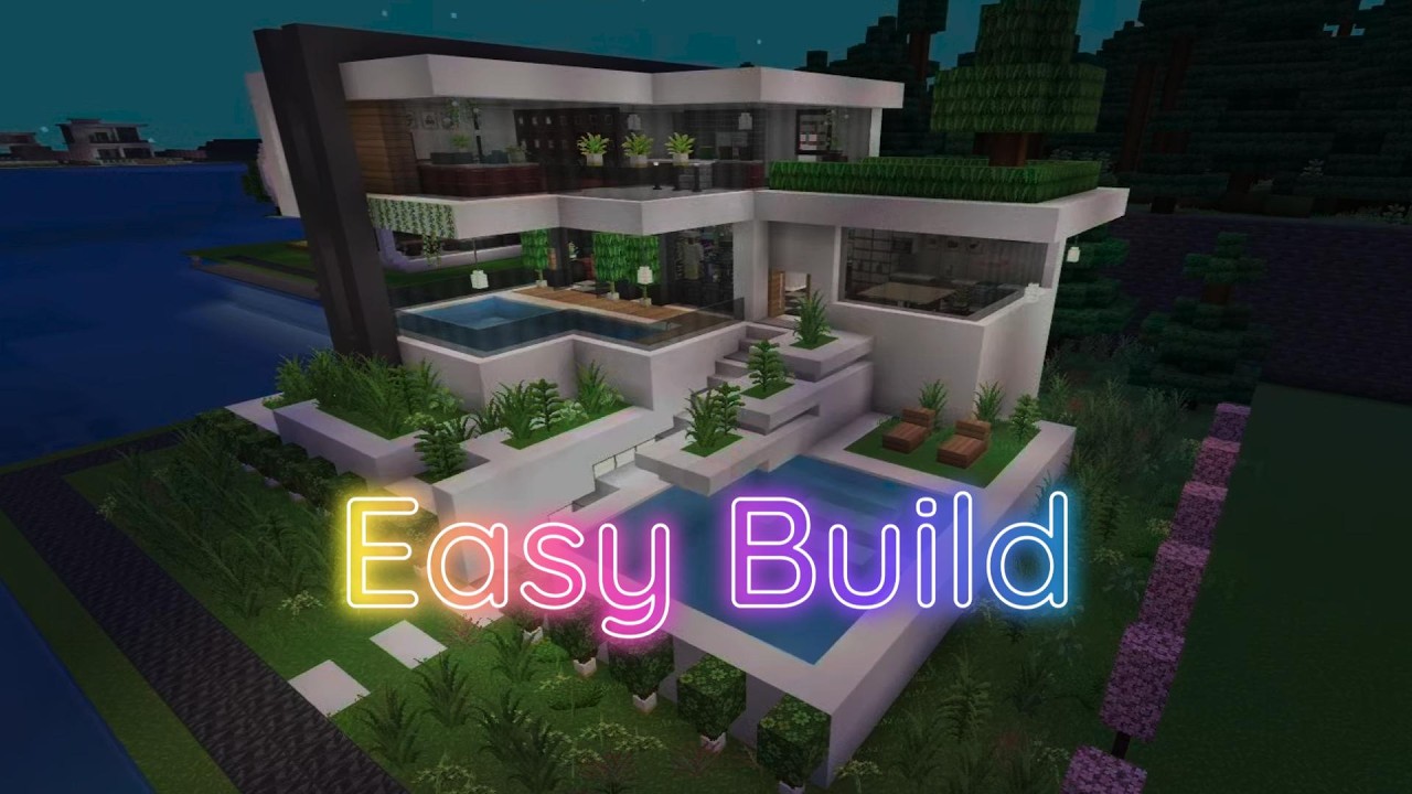 Modern House in Minecraft with Pool 🏡 | Easy Step by Step Tutorial