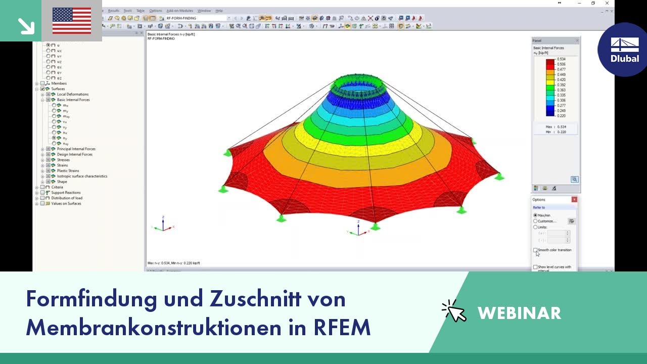 [EN] Formfindung und Zuschnitt von Membrankonstruktionen in RFEM | Di, 18.04.2017 angewendet