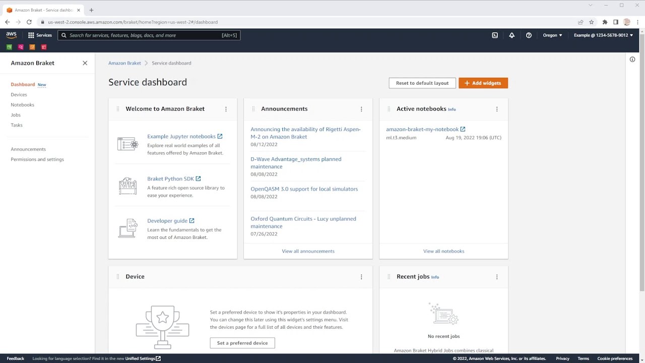 Amazon Braket Service Dashboard Walkthrough | Amazon Web Services