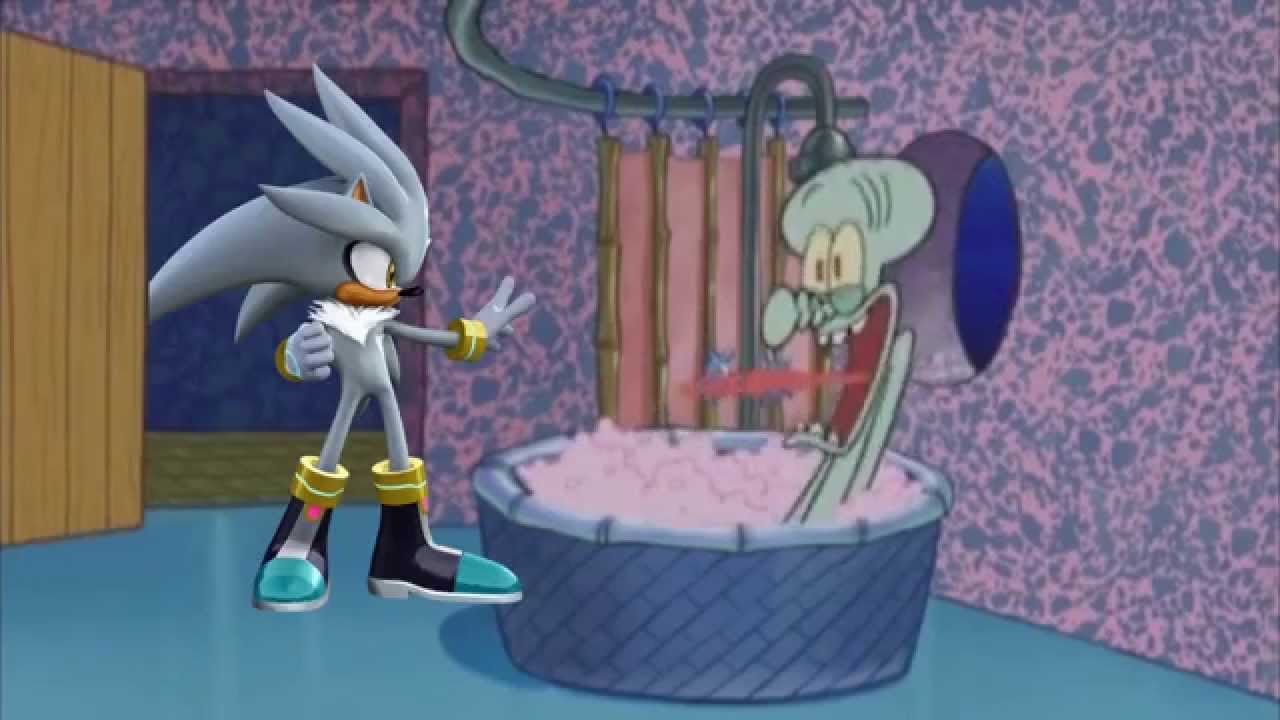 Squidward bathroom funny Silver the hedgehog it's no use