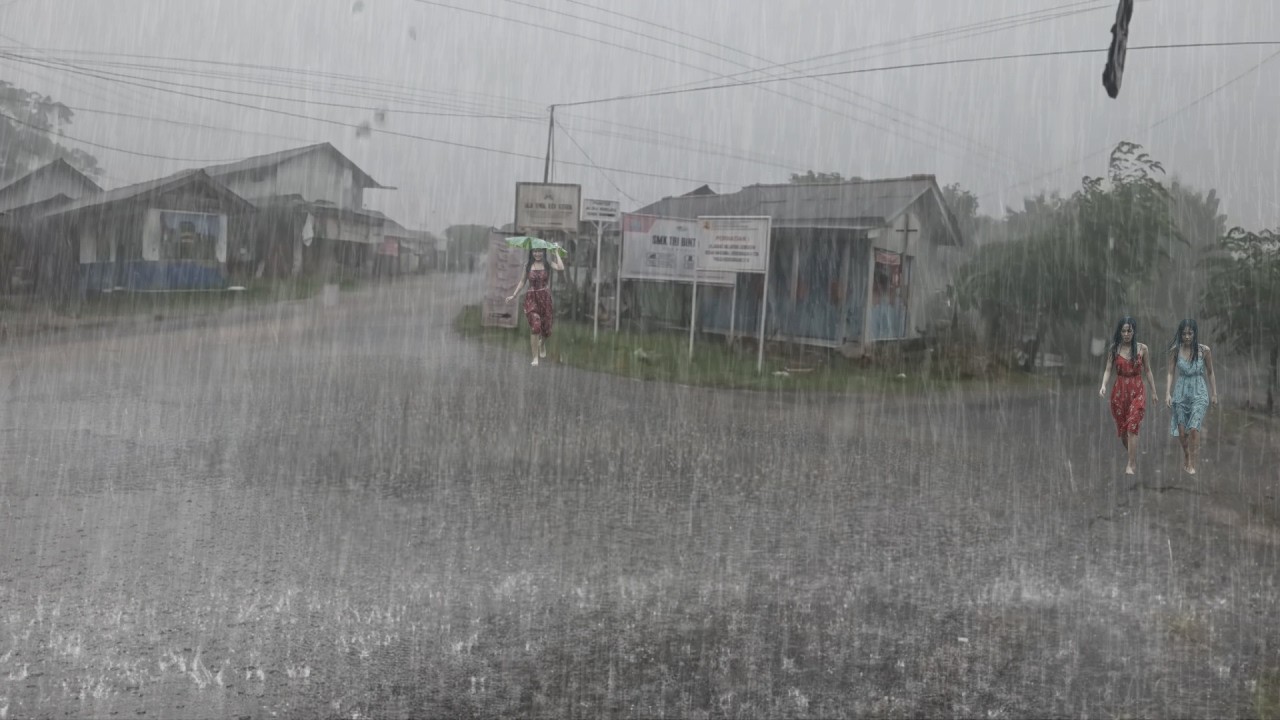 Сможете ли вы справиться с этим дождём? ⛈️ Сильный дождь и сильный ветер в сельской местности Индоне