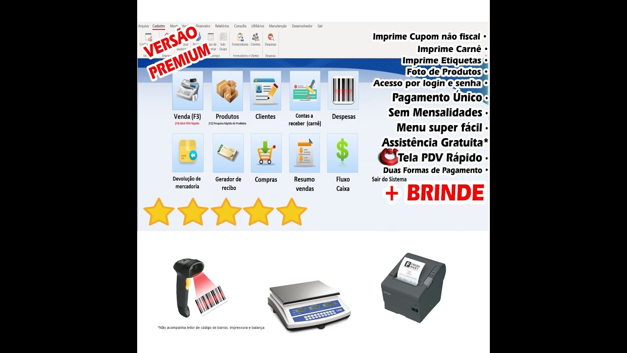 SISTEMA VENDAS SMB STORE, CARNÊ, PDV, CONTROLE ESTOQUE, LEITOR CÓD. BARRAS, COMPLETO VERSÃO 2020