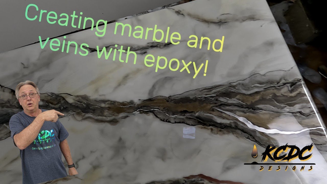 How to create veins and marble using Stone Coat epoxy resin I KCDC Designs