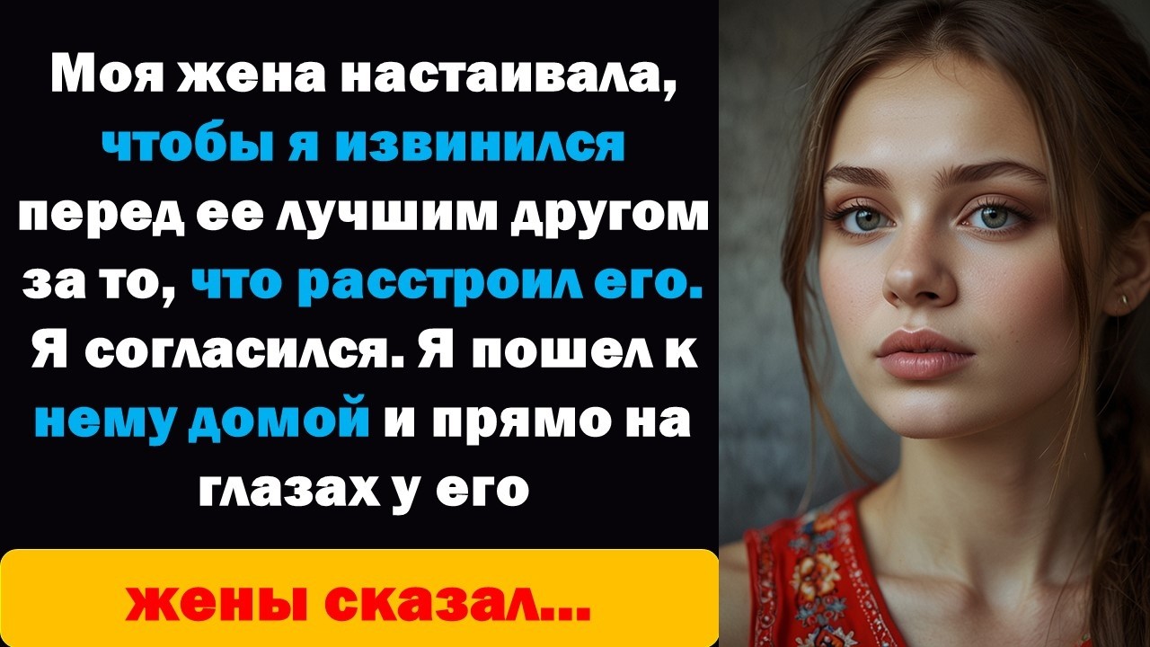 Моя жена настояла на том, чтобы я извинился перед её лучшим другом за то, что расстроил его.