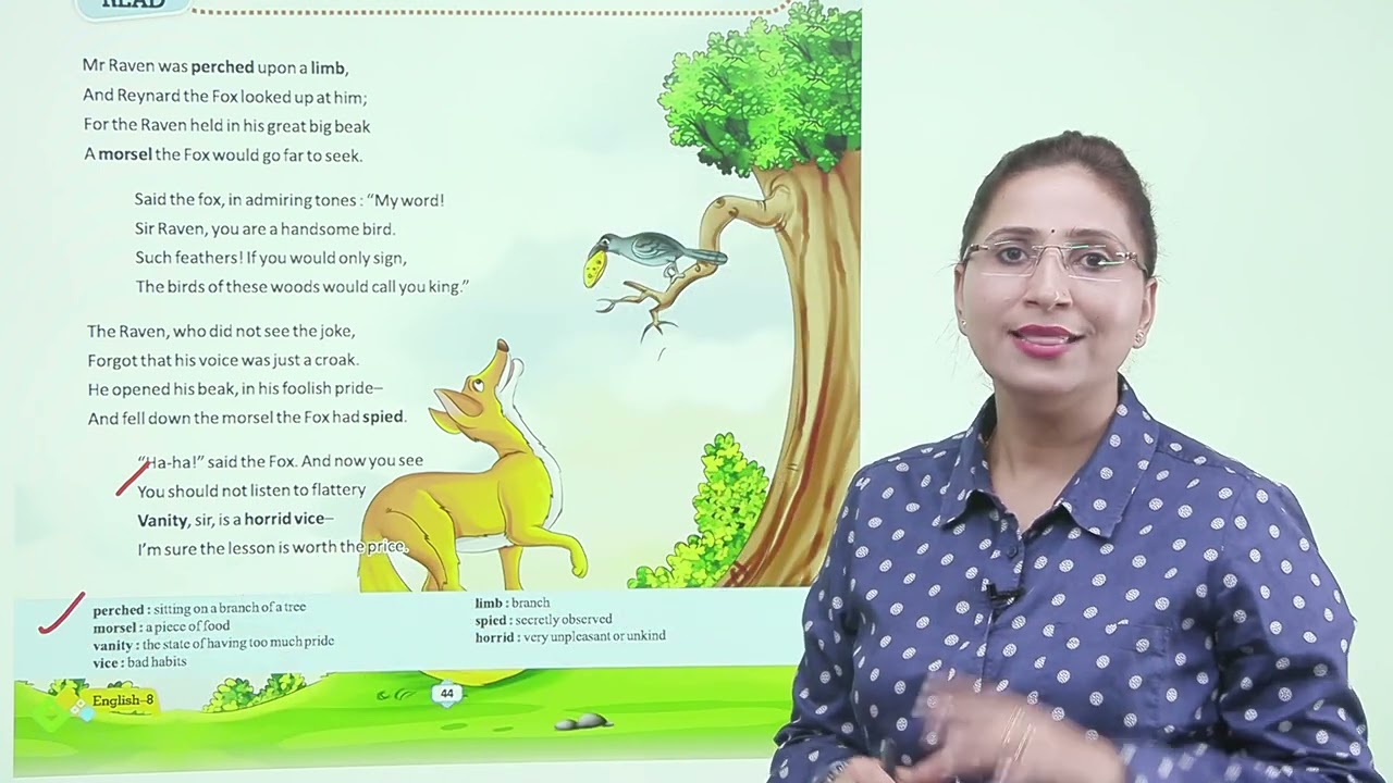 Ch 8 | Jophiel Books | English | Class 08 | The Fox and the Raven | For children