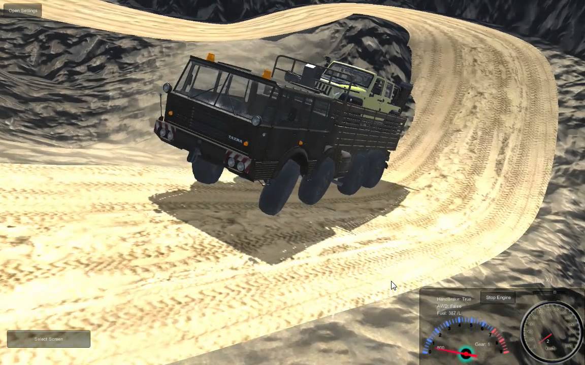 Unity Realistic Vehicle Physics - Tatra Carrying Jeep Down Mountain