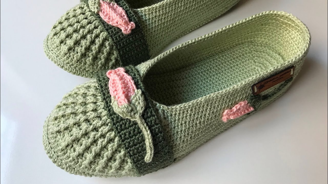 Lastikli Babet Patik Anlatımı /  Crochet House Shoes
