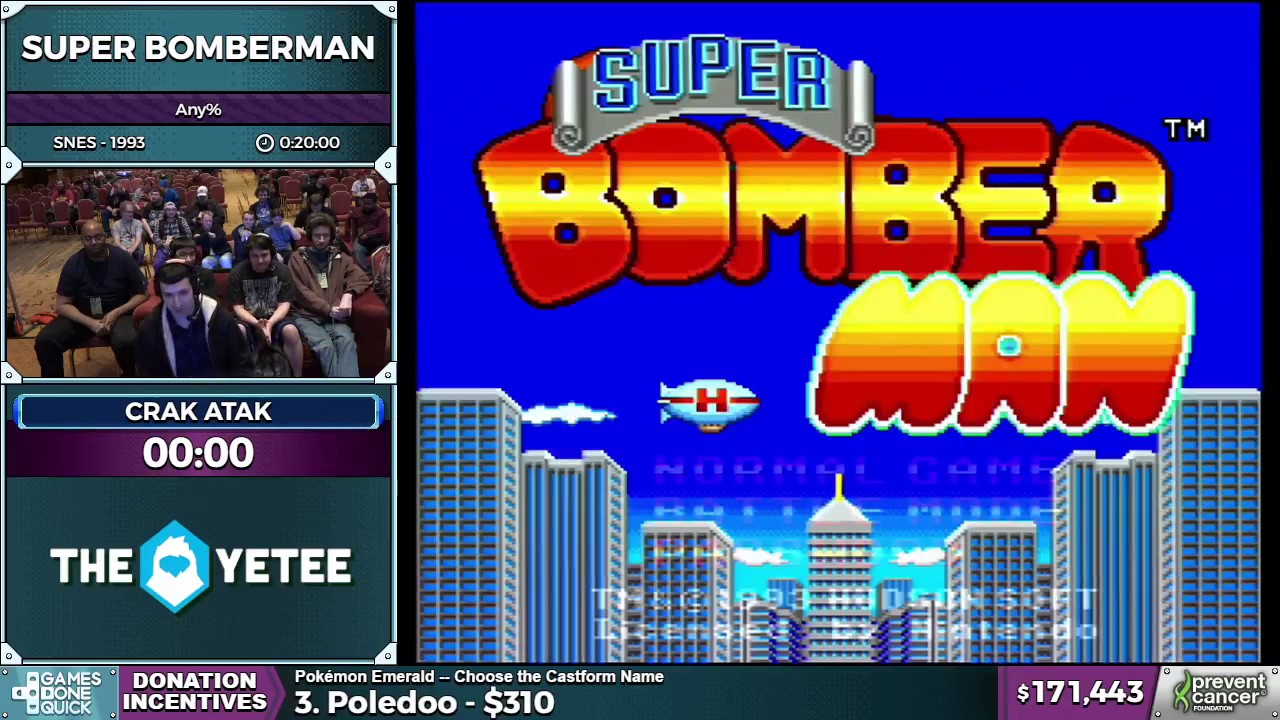 Super Bomberman by crak atak in 15:13 - AGDQ 2017 - Part 28
