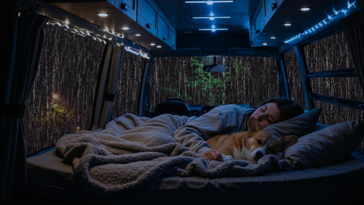 Relaxing Rain & Thunder on Cozy Car ⛈️ Deep Sleep Sounds for Anxiety Relief & Calm Night Ambience