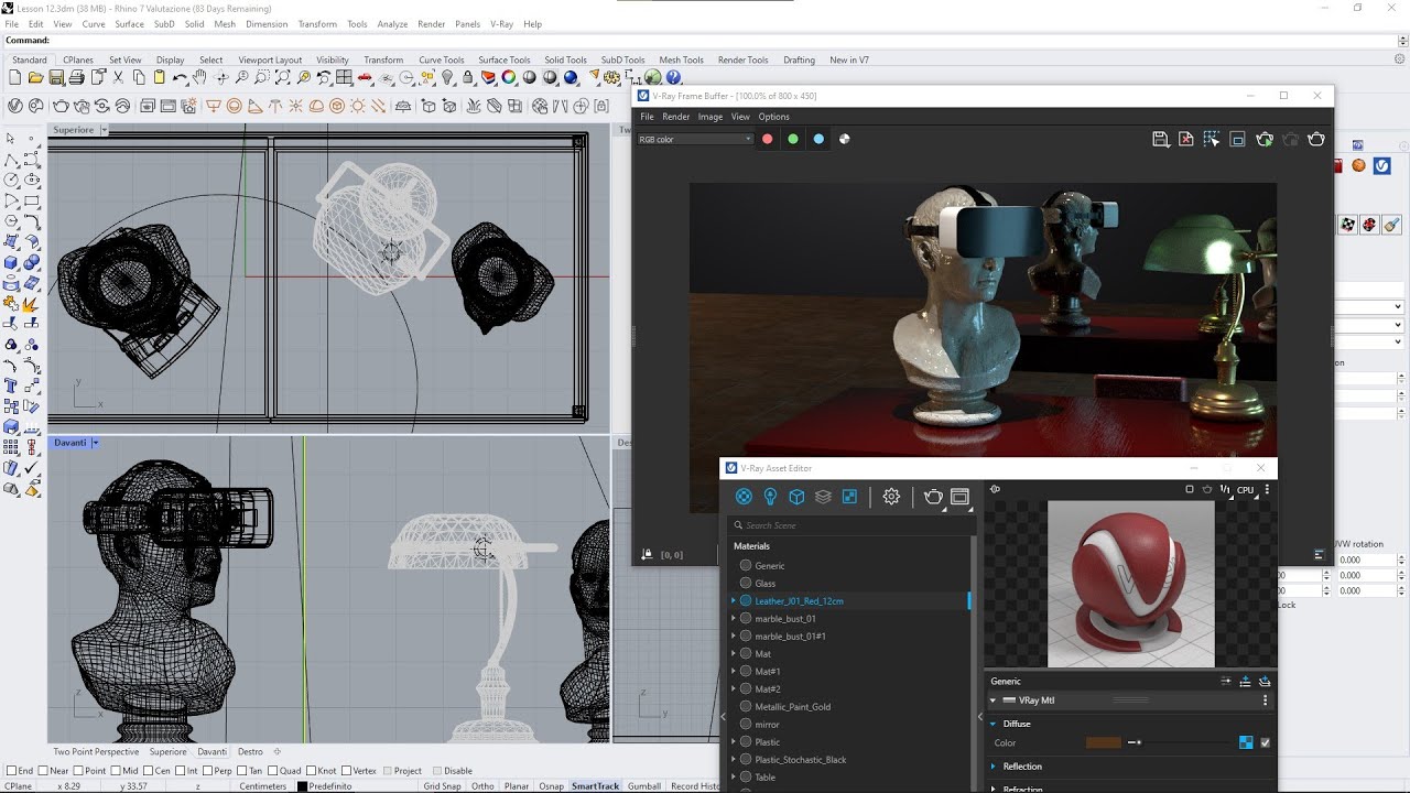 VRAY RHINO Videocourse - 12 - Materials and Textures, Diffuse, Bump, Normal, Roughness VS Glossiness