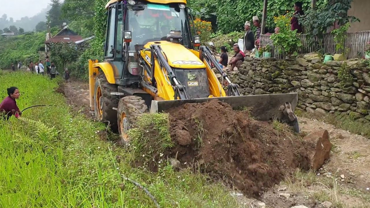 Hilly Road-Happy Villagers-JCB Backhoe Loader-Hilly Road Construction