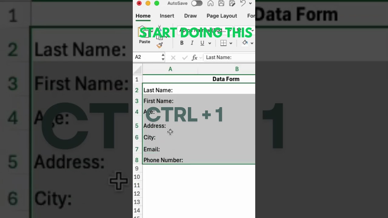 How to create a Data Form in Microsoft Excel