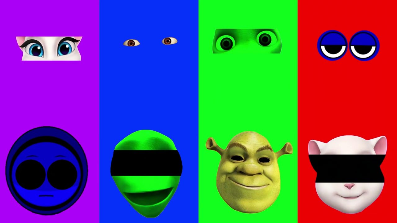 Wrong eyes 👀challenge Sprunki and alien vs shrak vs angela Funny puzzle Wrong Heads